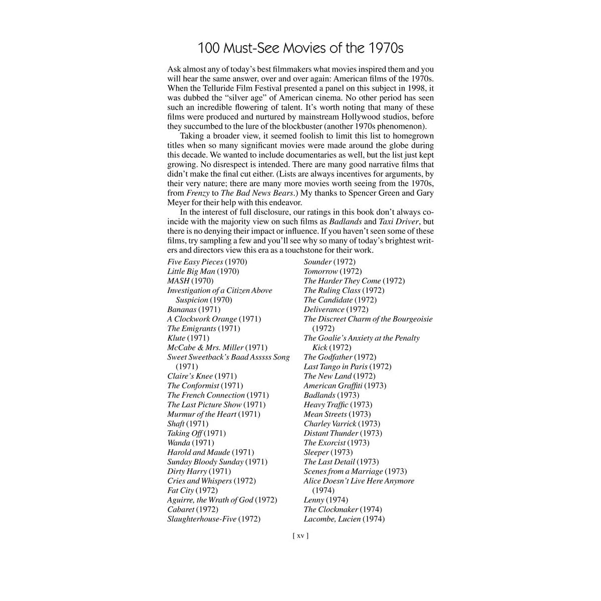 Leonard Maltin's Movie Guide interior sample: 100 Must-See Movies of the 1970s