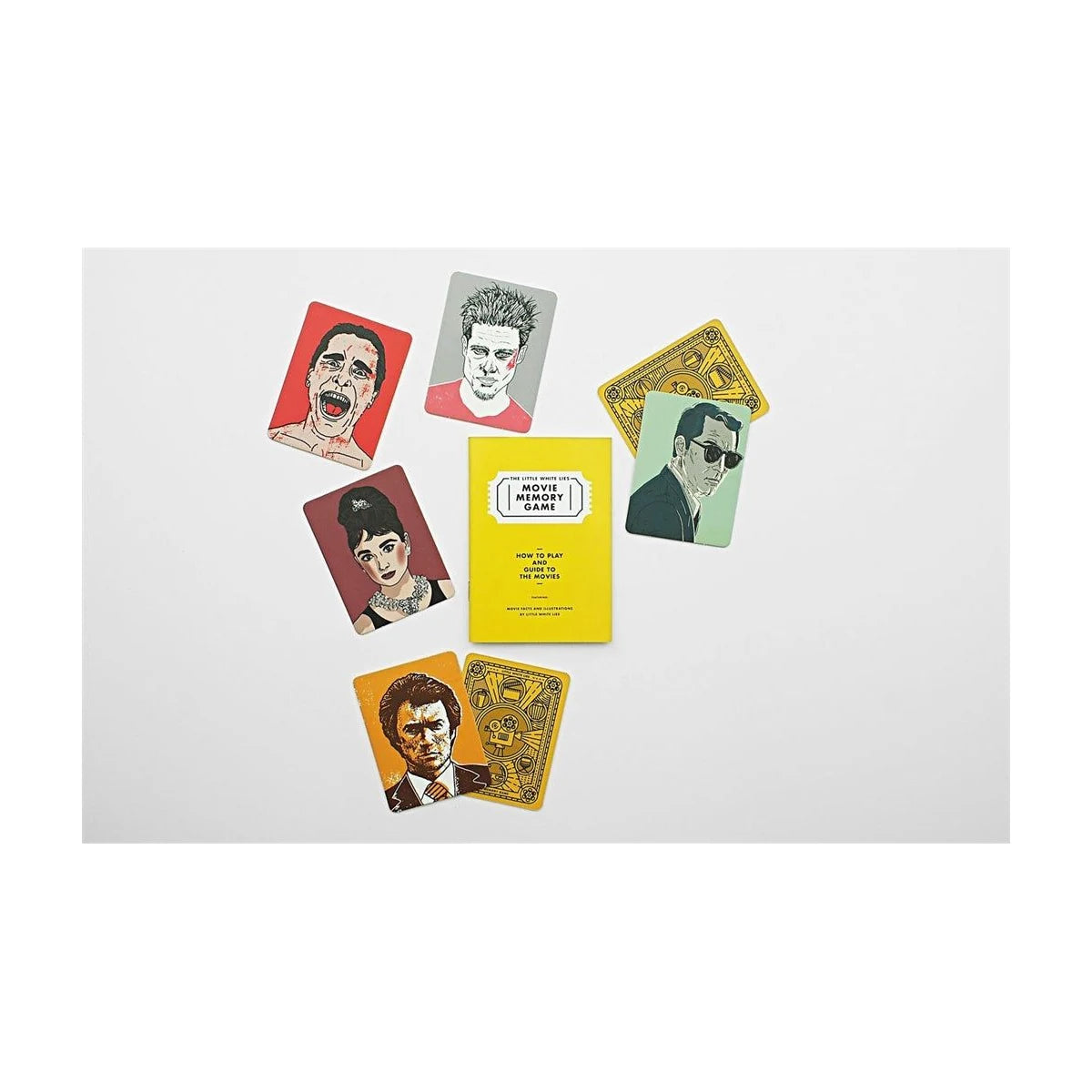 Movie Memory Game: illustrated movie cards and the included guide