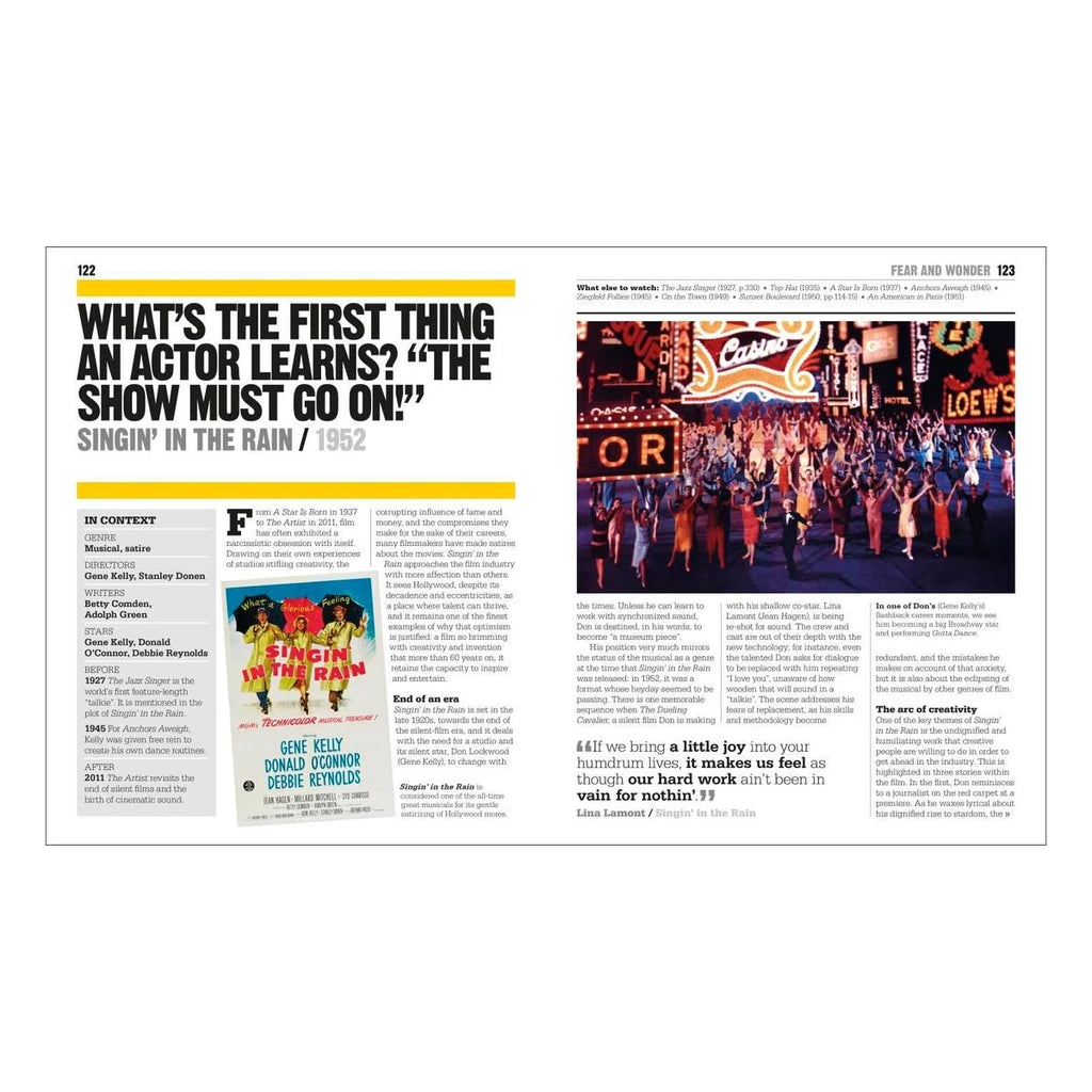 The Movie Book interior spread: Singin' in the Rain, with film context and analysis